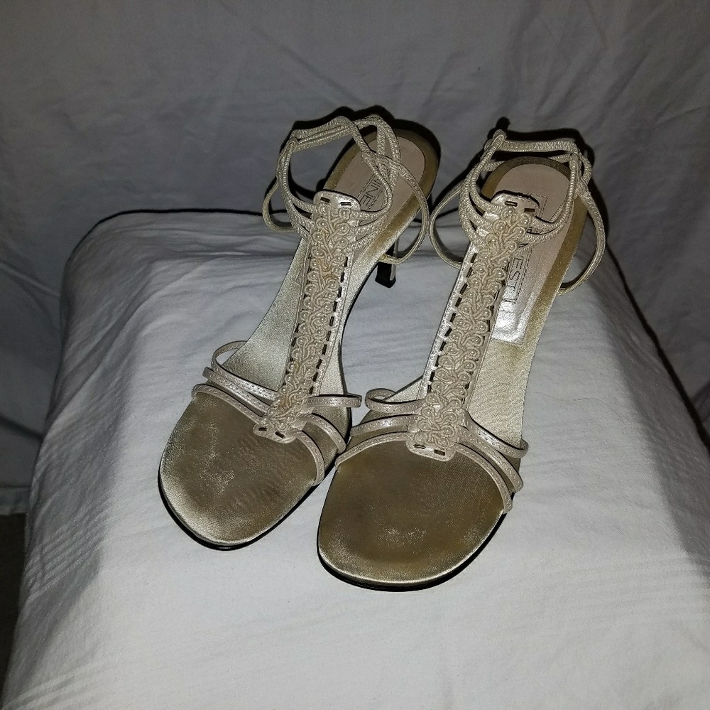 Ninewest pearl strappy shoes